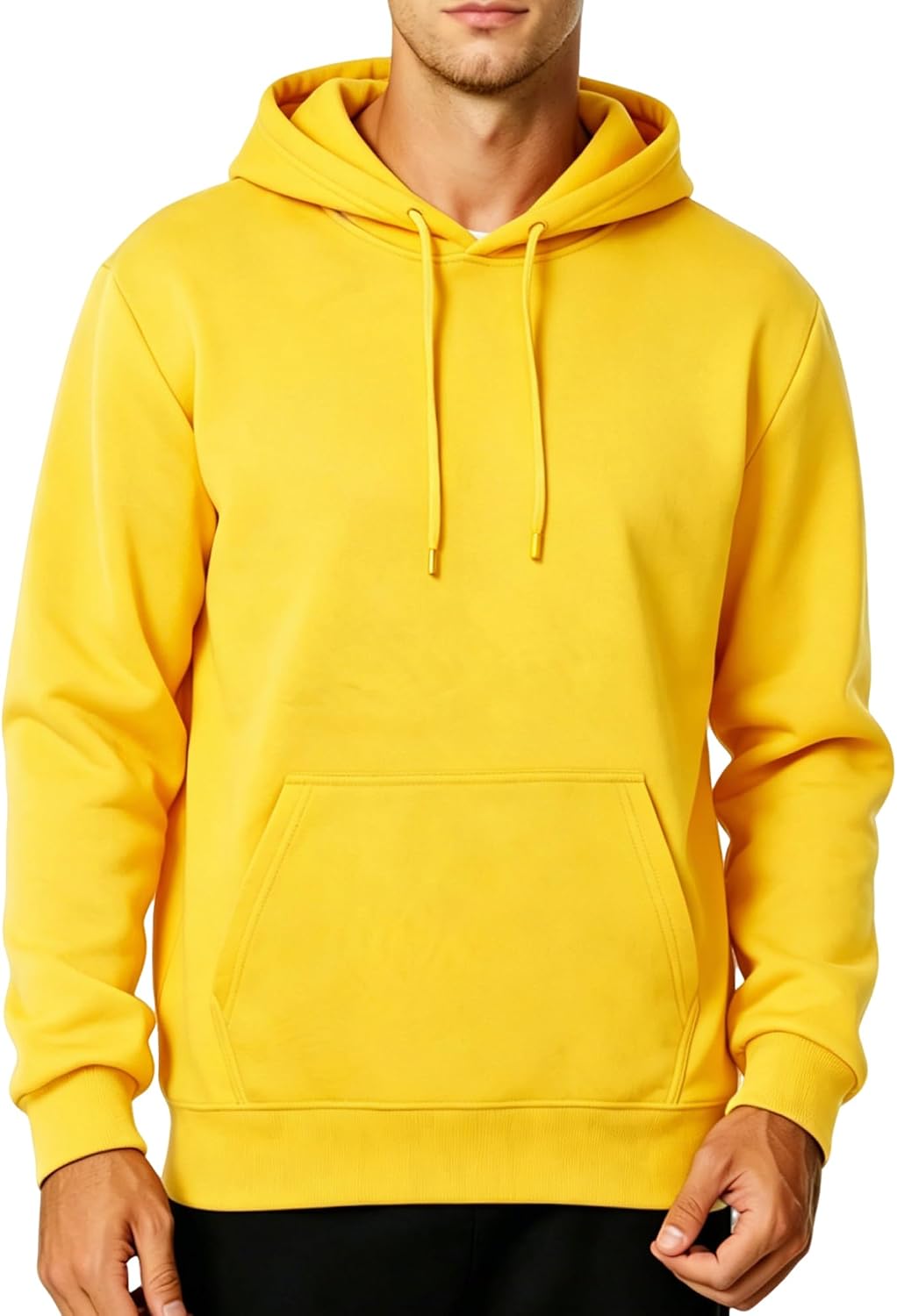 Men's Fleece Pullover Hoodie - Long Sleeve Drawstring Sweatshirt with Kangaroo Pocket for Athletic Daily Wear - Small