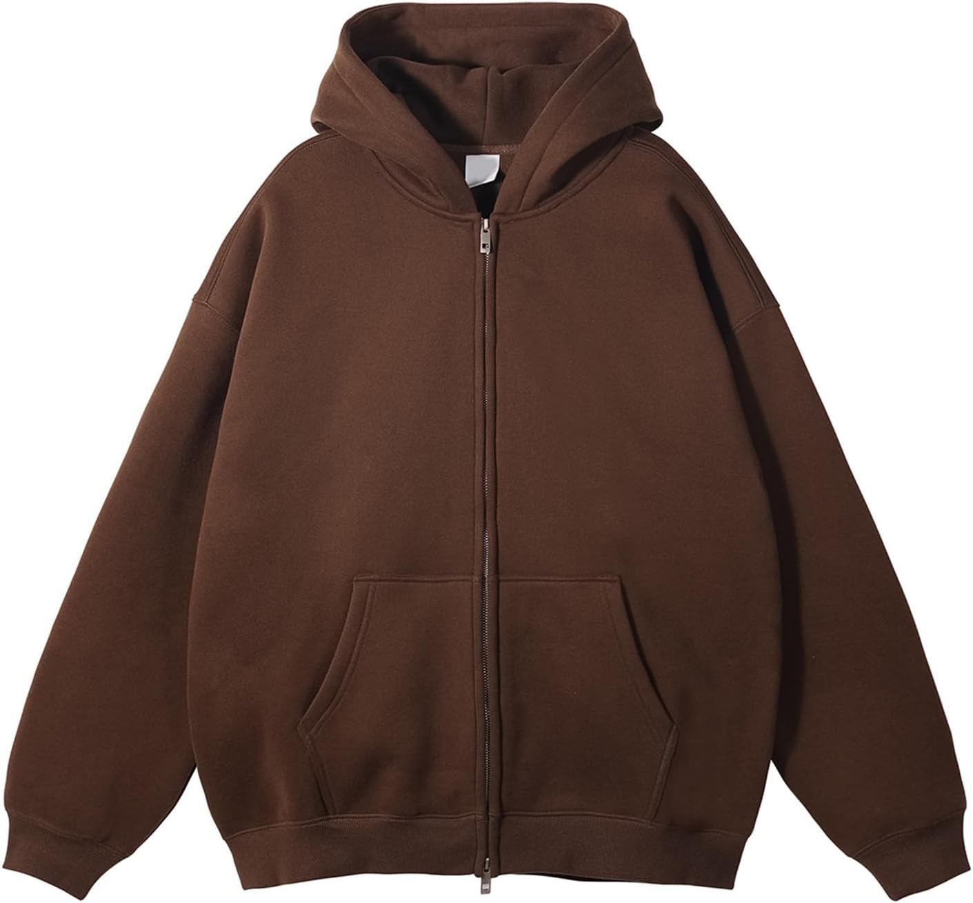 Unisex Oversized Full Zip Hoodie - Heavyweight Washed Cotton Hooded Jacket in Solid Colours for Winter Wear - Small