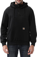 Men's Heavyweight Quarter Zip Hoodie - Loose Fit Fleece Lined Pullover Sweatshirt for Cold Winter Days - Small