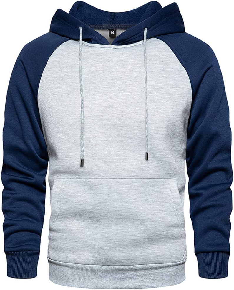 Men's Pullover Hooded Sweatshirt - Classic Long Sleeve Hoodie with Kangaroo Pocket for Everyday Casual Wear - Large