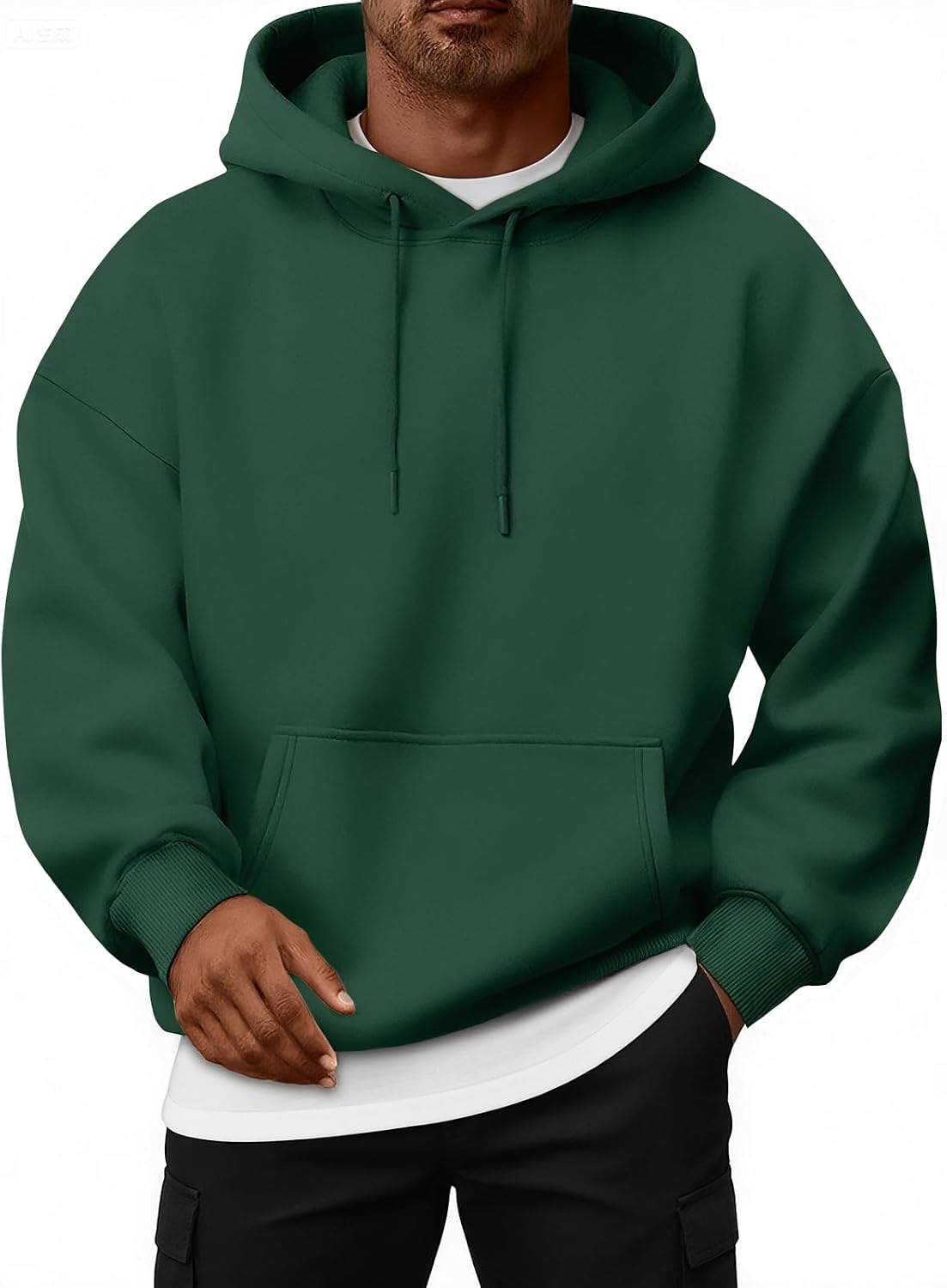 Men's Oversized Fleece Lined Pullover Hoodie - Drawstring Hood and Front Pocket for Gym Workouts and Winter - Small (5)