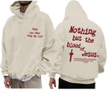 Men's Faith Graphic Pullover Hoodie - Cross and Bible Verse Print Hooded Sweatshirt for Casual Everyday Wear - Apricot (