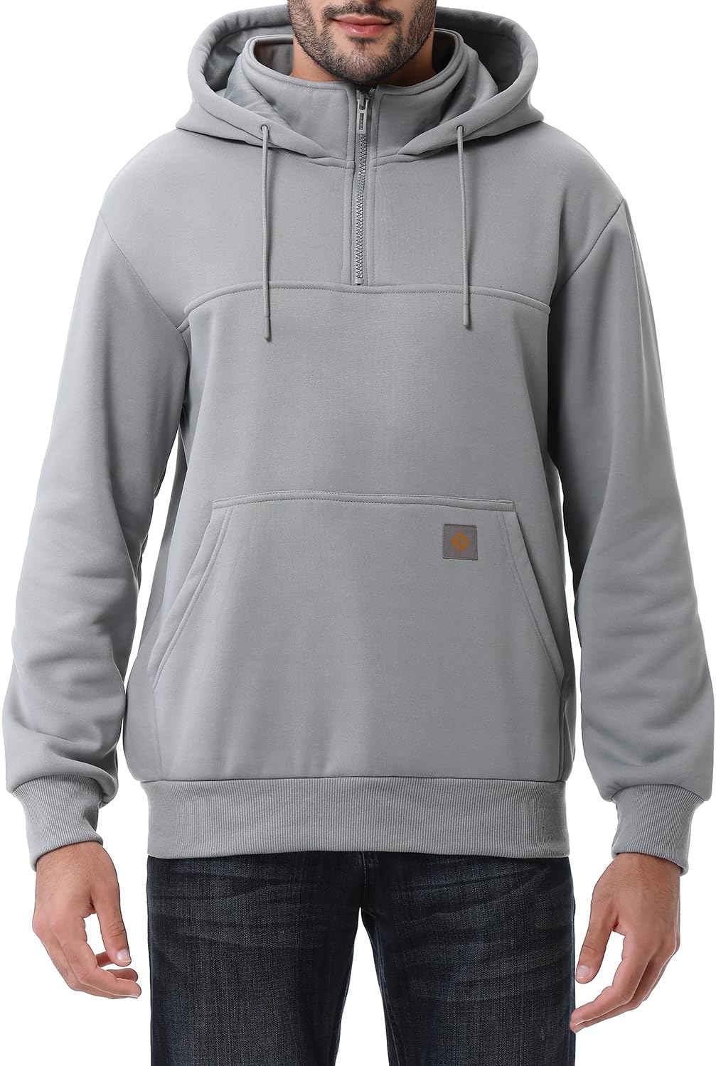 Men's Heavyweight Quarter Zip Hoodie - Loose Fit Fleece Lined Pullover Sweatshirt for Cold Winter Days - Small