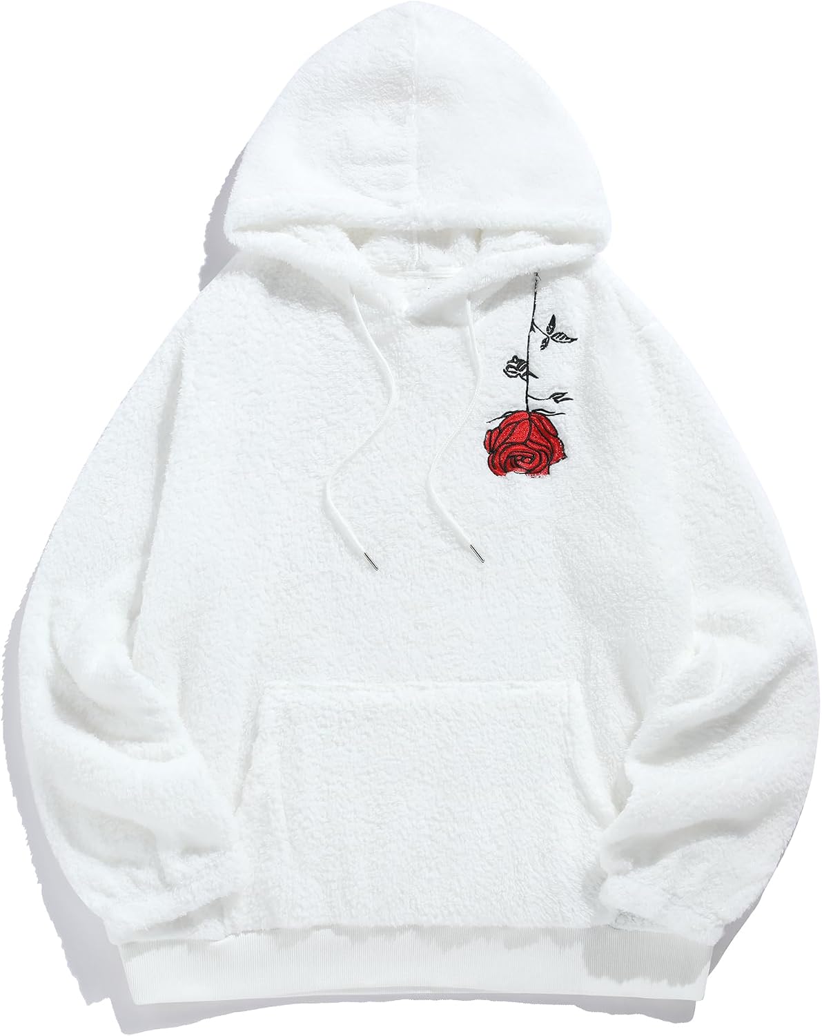 Men's Letter Graphic Fleece Pullover Hoodie - Mountain Embroidery and Loose Fit with Adjustable Drawstring Hood - Small