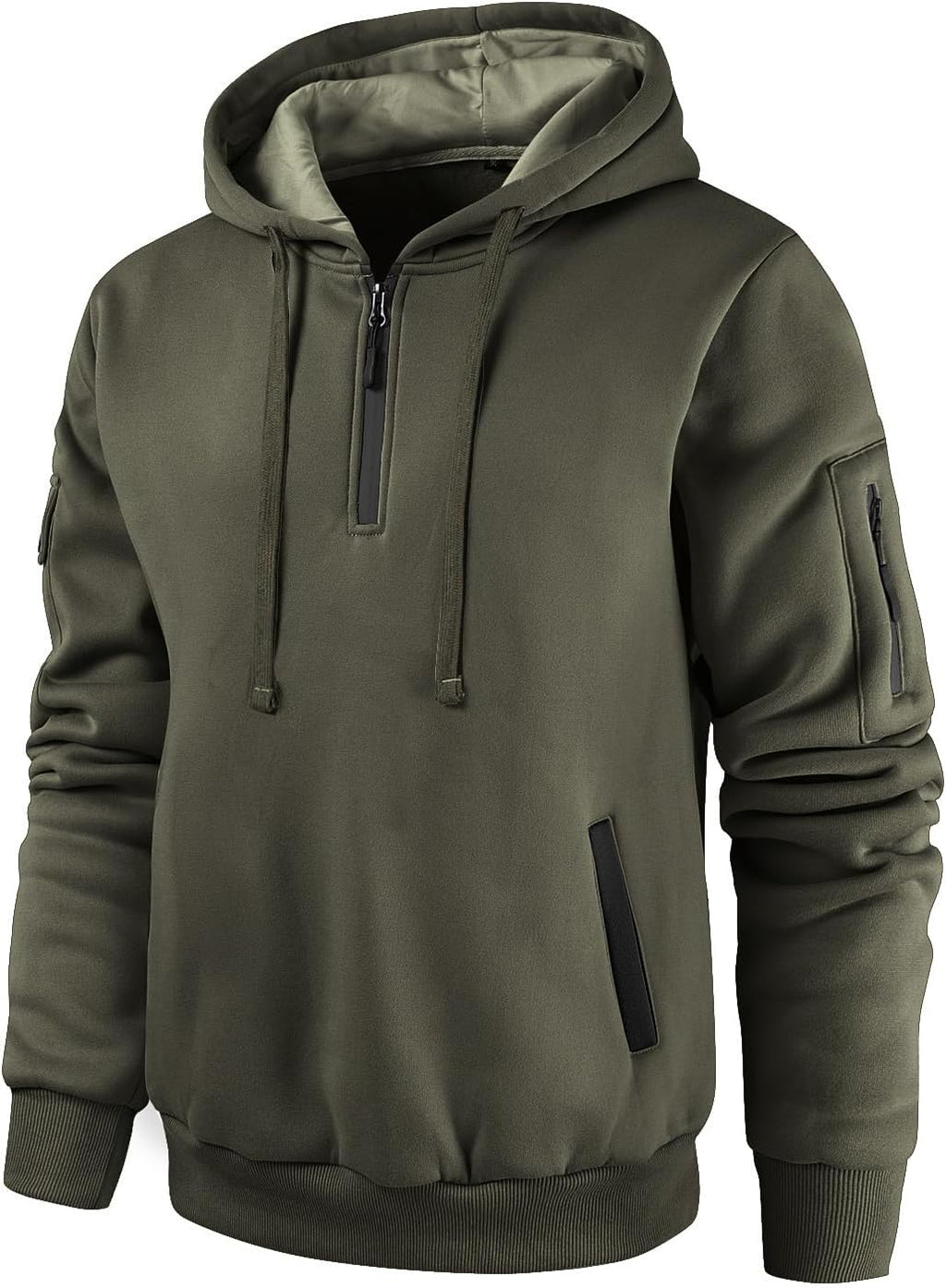 Men's Quarter Zip Pullover Hoodie - Long Sleeve Casual Hooded Sweatshirt with Kangaroo Pocket for Daily Wear - Small