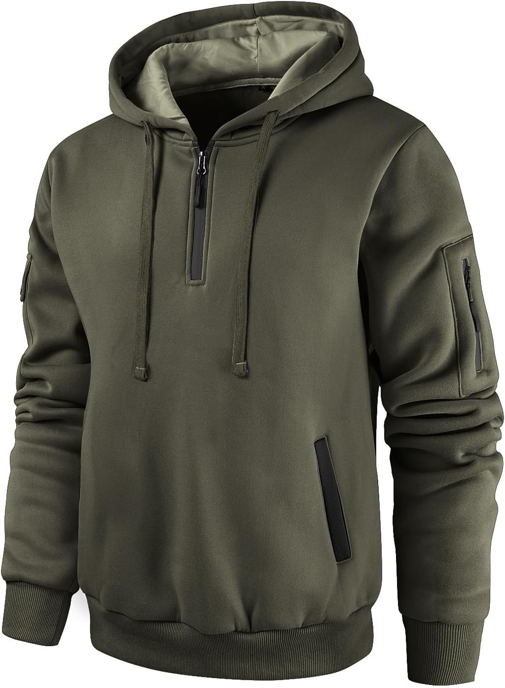 Men's Quarter Zip Pullover Hoodie - Long Sleeve Casual Hooded Sweatshirt with Kangaroo Pocket for Daily Wear - Small