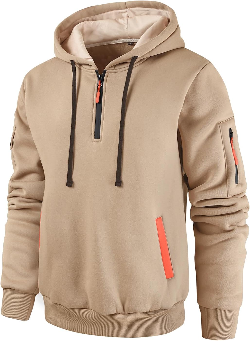 Men's Quarter Zip Pullover Hoodie - Long Sleeve Casual Hooded Sweatshirt with Kangaroo Pocket for Daily Wear - Small