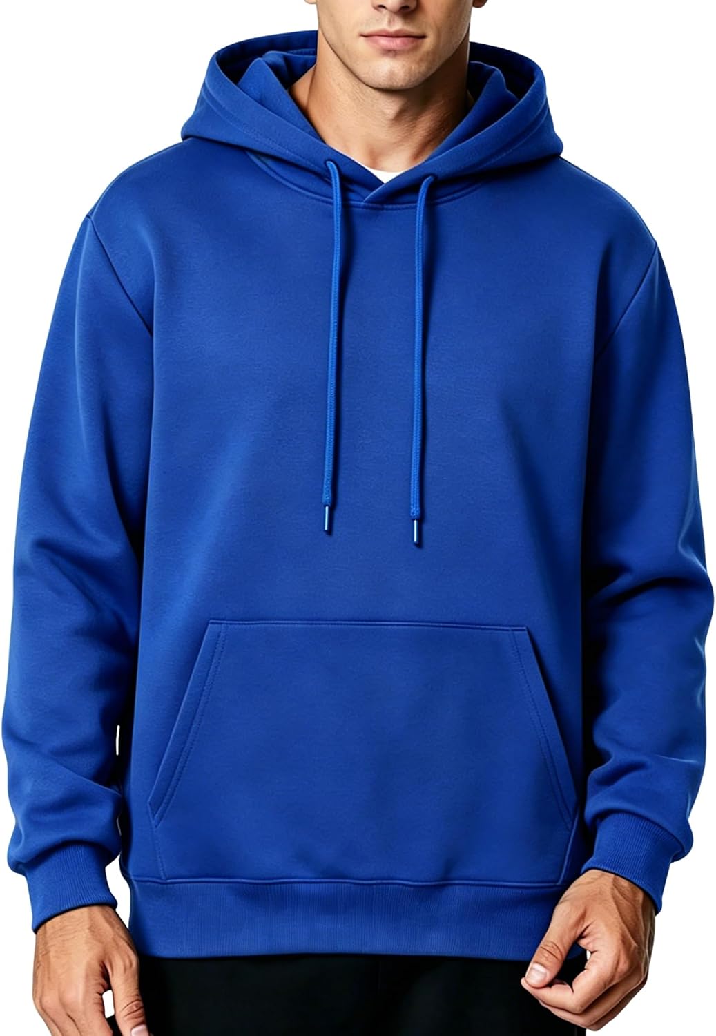 Men's Fleece Pullover Hoodie - Long Sleeve Drawstring Sweatshirt with Kangaroo Pocket for Athletic Daily Wear - Medium