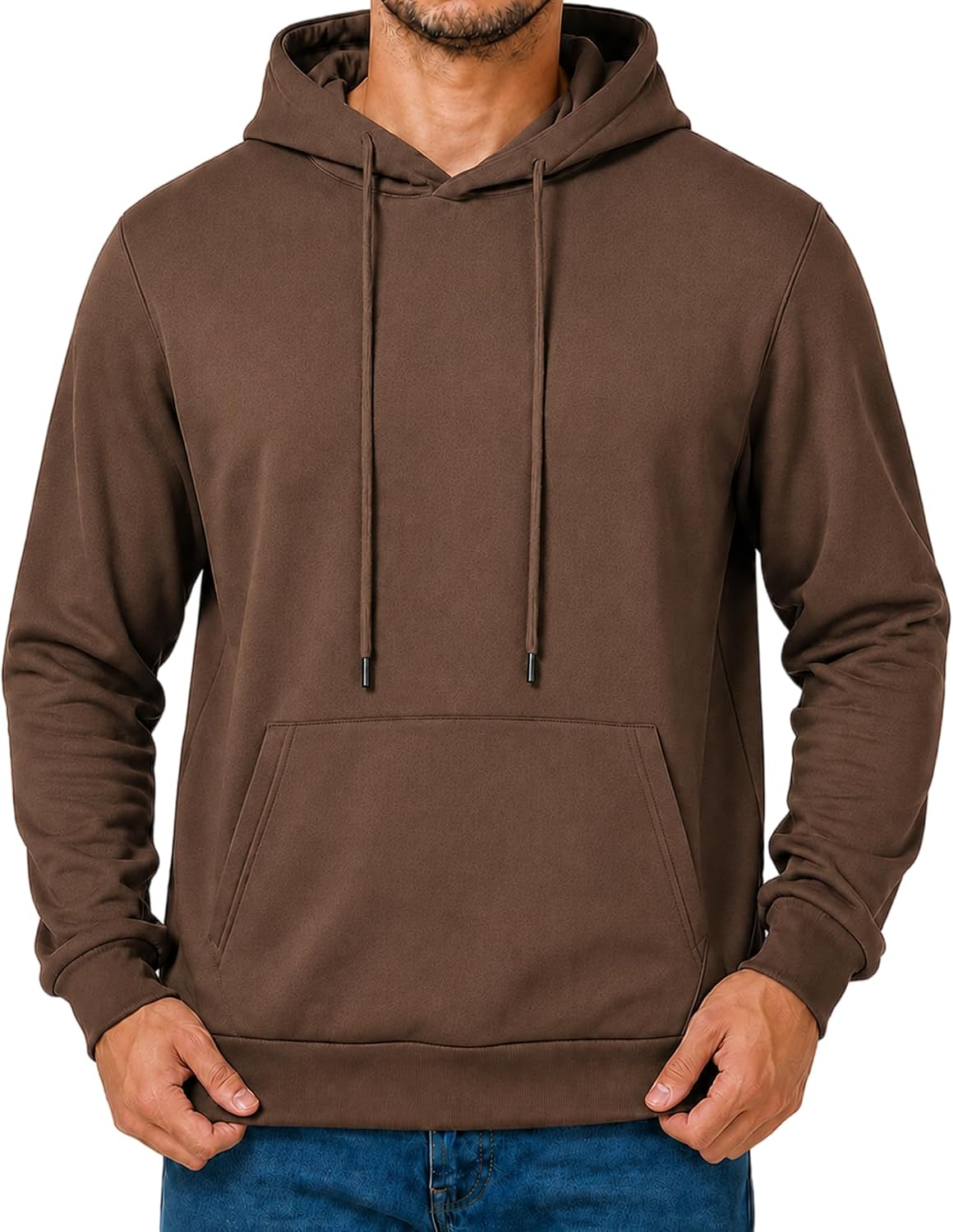 Men's Fleece Pullover Hoodie - Drawstring Hood, Ribbed Cuffs and Kangaroo Pocket for Gym and Fall Winter Wear - Small