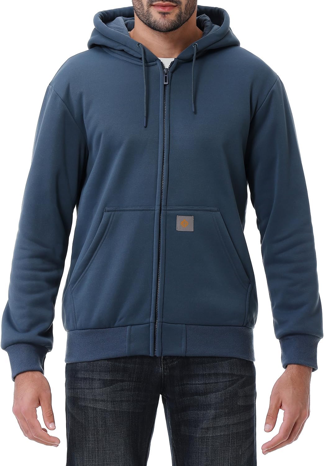 Men's Heavyweight Full Zip Fleece Lined Hoodie - Loose Fit Hooded Sweatshirt for Cold Weather and Outdoor Days - Wine Re
