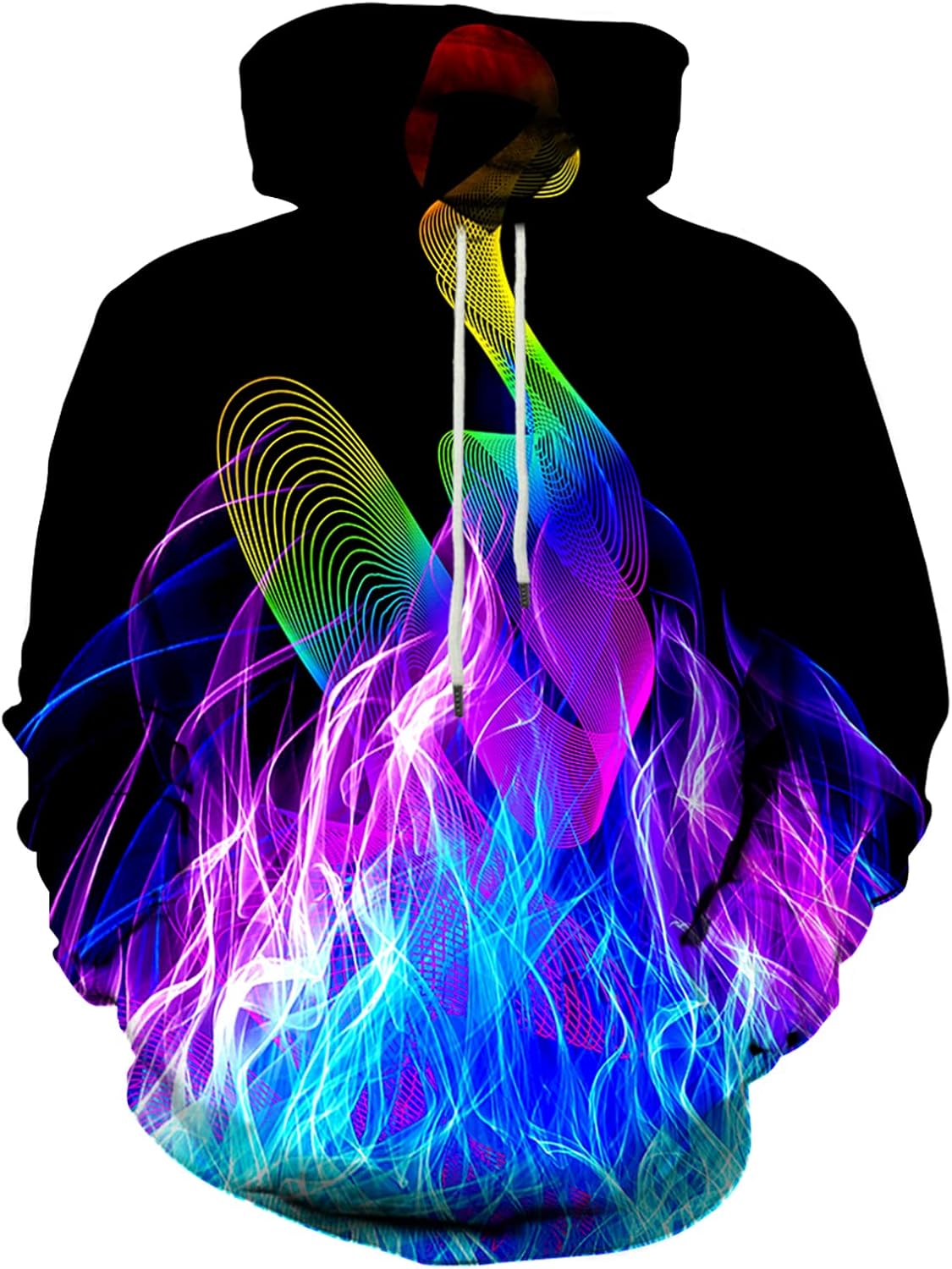 Unisex 3D Printed Graphic Hoodie - Novelty All Over Print Pullover Hooded Sweatshirt with Front Pocket - Large