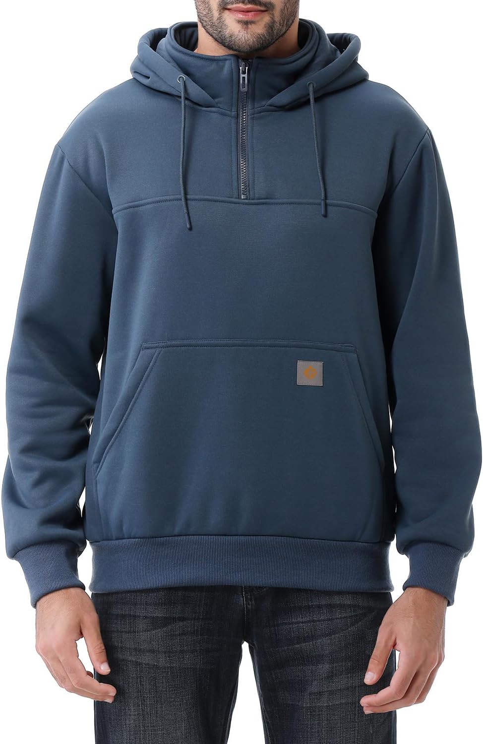 Men's Heavyweight Quarter Zip Hoodie - Loose Fit Fleece Lined Pullover Sweatshirt for Cold Winter Days - Small
