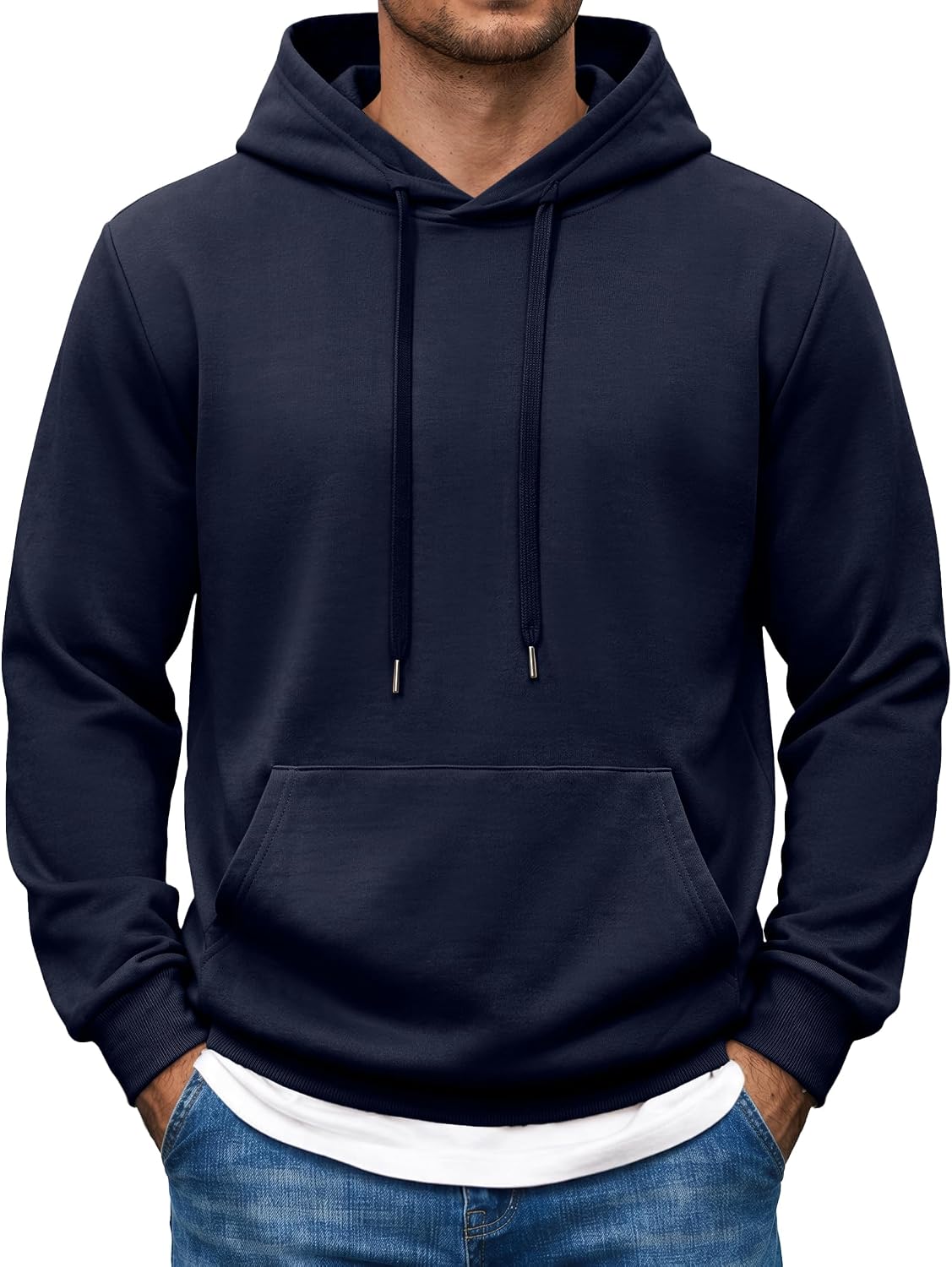 Men's Pullover Hooded Sweatshirt - Long Sleeve Casual Hoodie with Kangaroo Pocket for Travel and Weekend Wear - Small