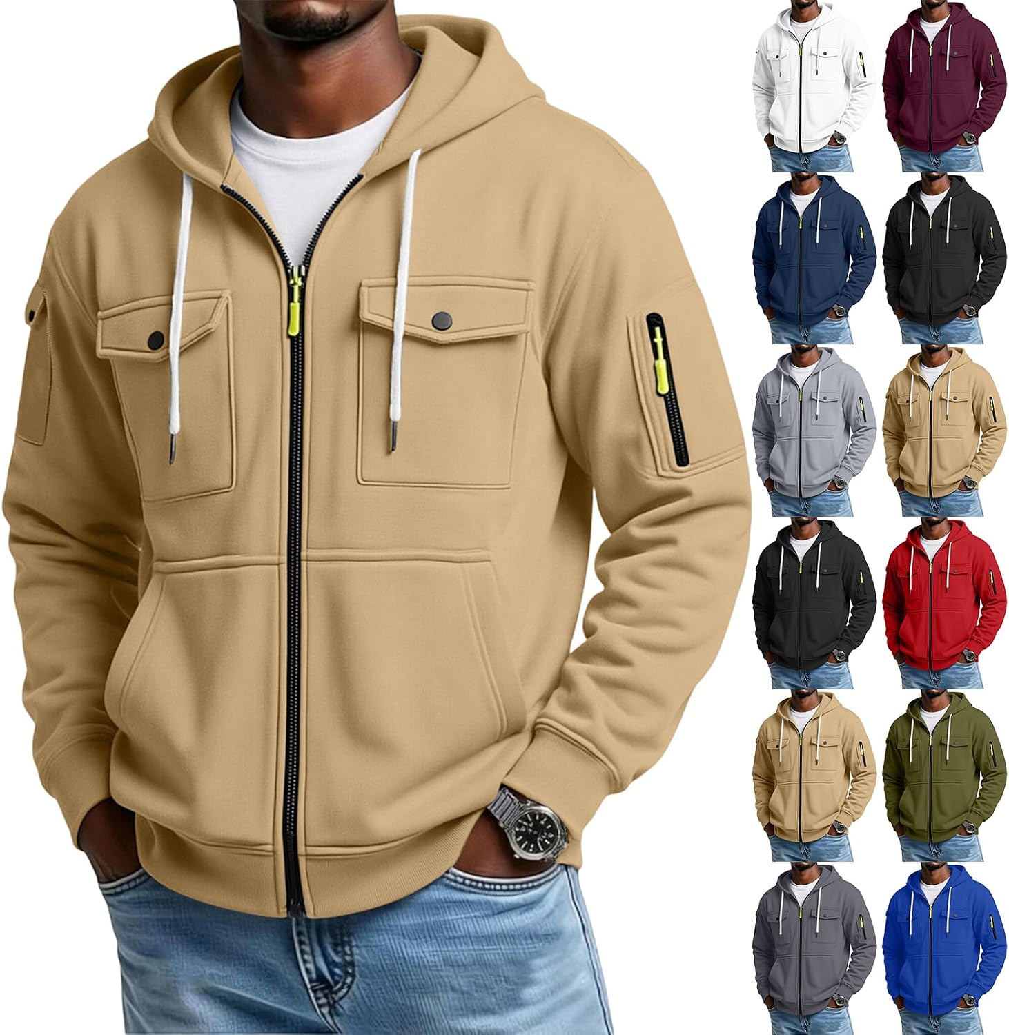 Men's Lightweight Fleece Pullover Hoodie - Loose Fit Big and Tall Sweatshirt with Drawstring Hood for Holidays - Small