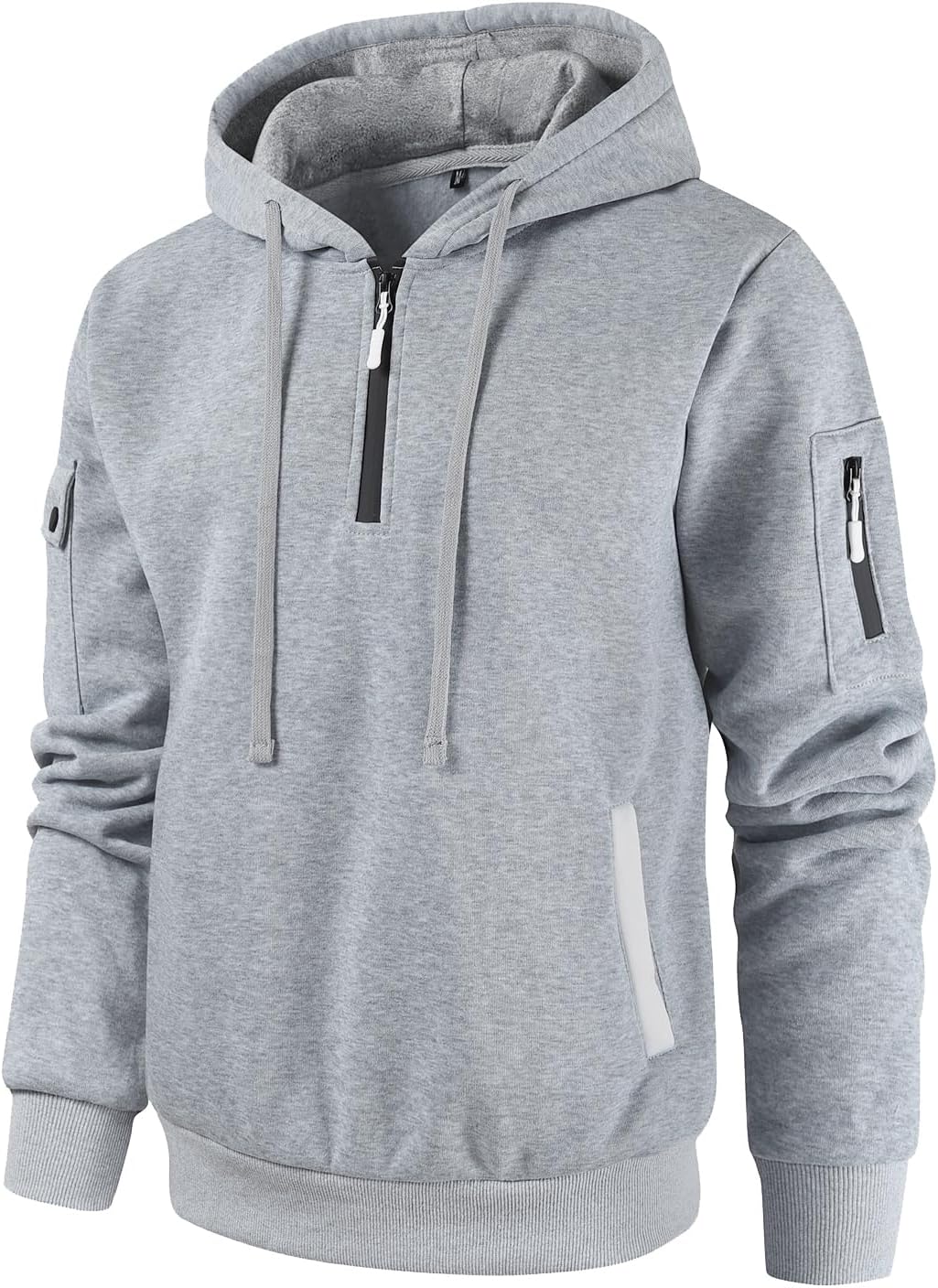 Men's Quarter Zip Pullover Hoodie - Long Sleeve Casual Hooded Sweatshirt with Kangaroo Pocket for Daily Wear - Small