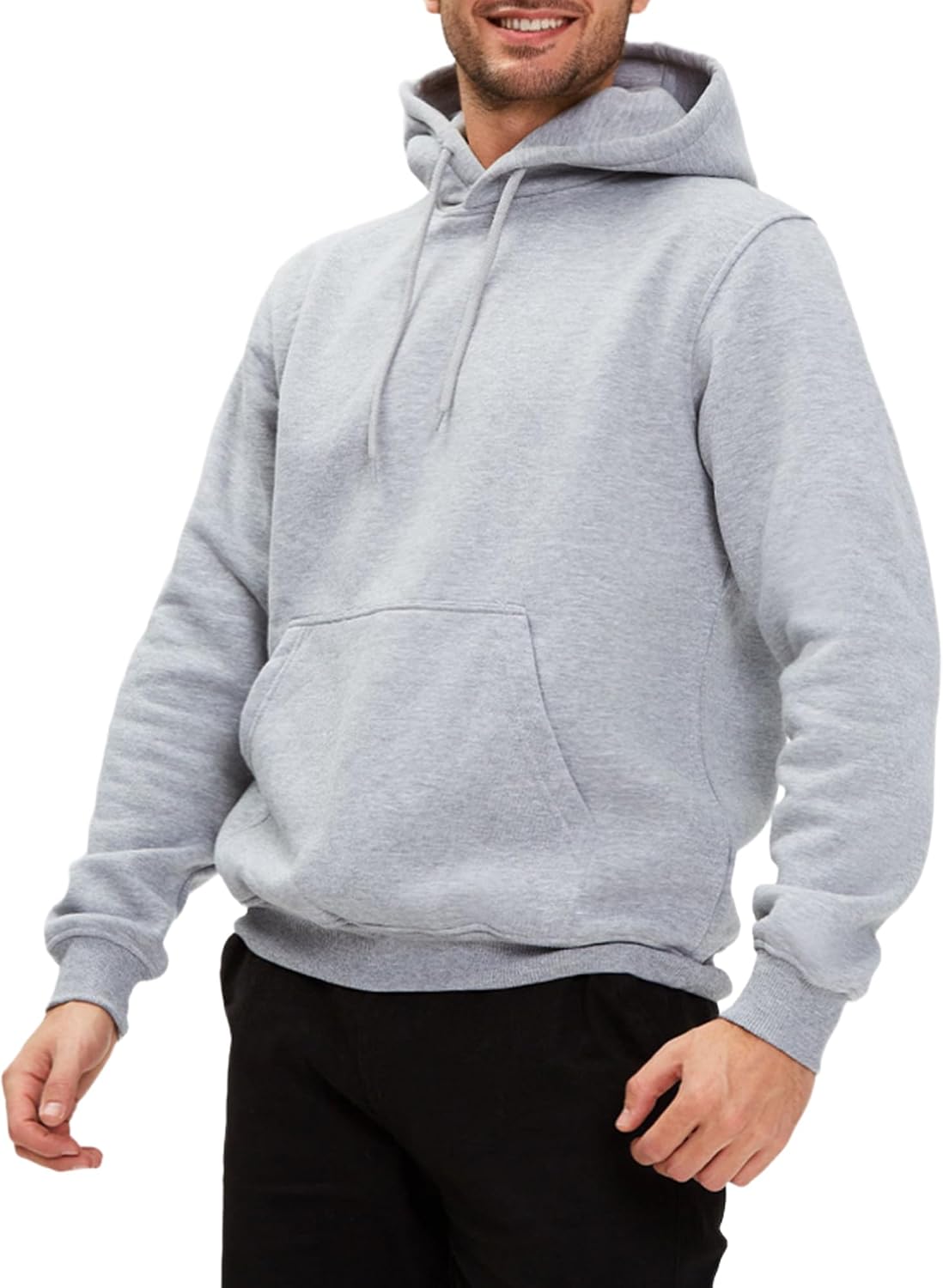 Men's Fleece Pullover Hoodie - Long Sleeve Drawstring Sweatshirt with Kangaroo Pocket for Athletic Daily Wear - Small