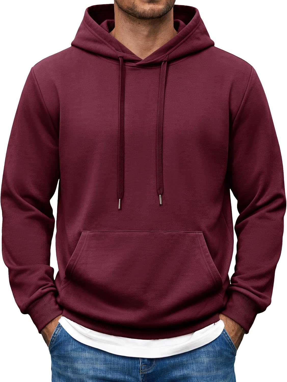 Men's Pullover Hooded Sweatshirt - Long Sleeve Casual Hoodie with Kangaroo Pocket for Travel and Weekend Wear - Small