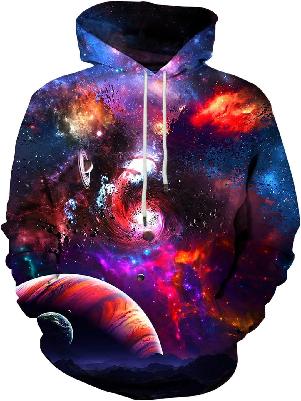 Unisex 3D Printed Graphic Hoodie - Novelty All Over Print Pullover Hooded Sweatshirt with Front Pocket - Medium