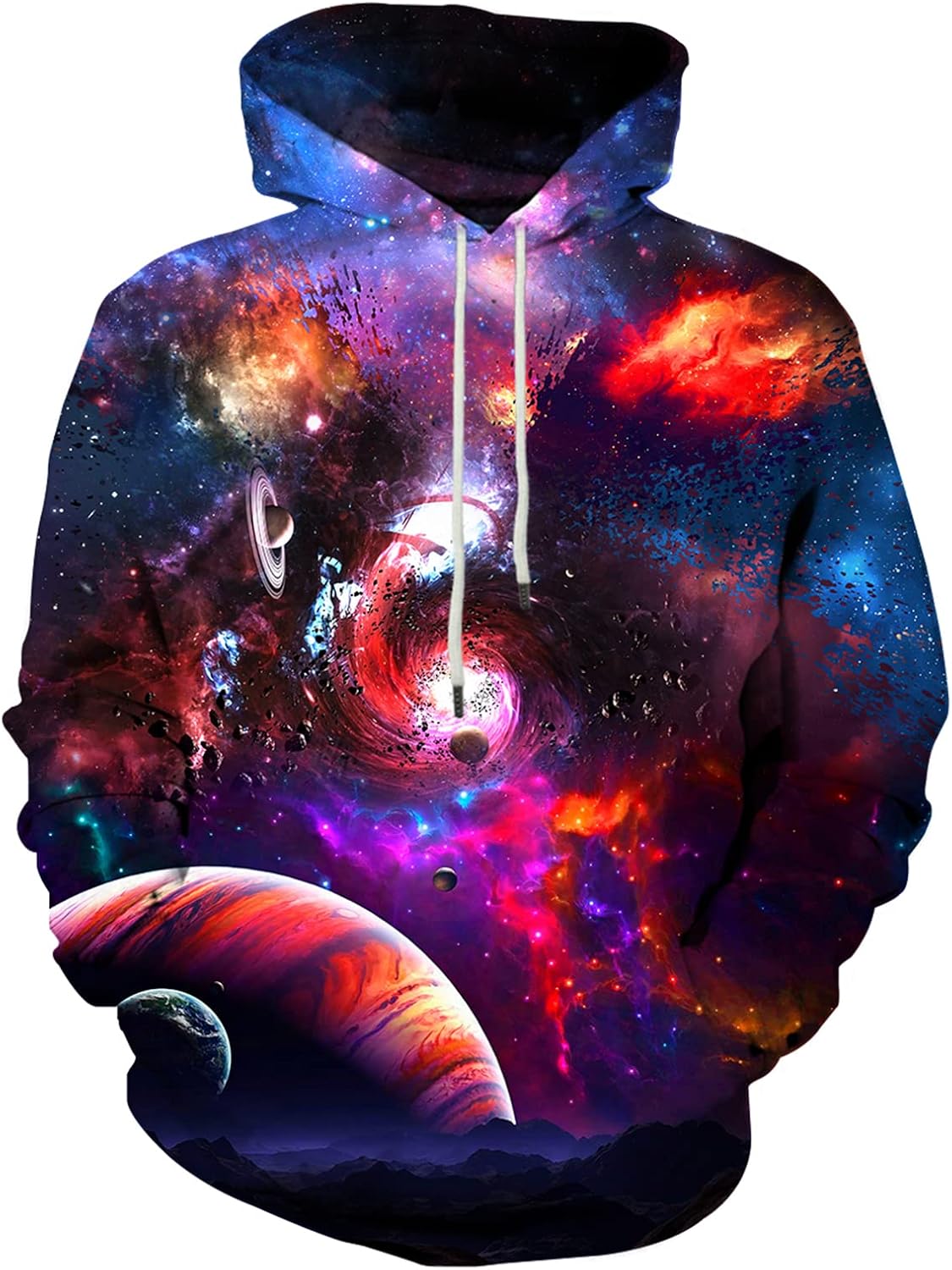 Unisex 3D Printed Graphic Hoodie - Novelty All Over Print Pullover Hooded Sweatshirt with Front Pocket - Medium