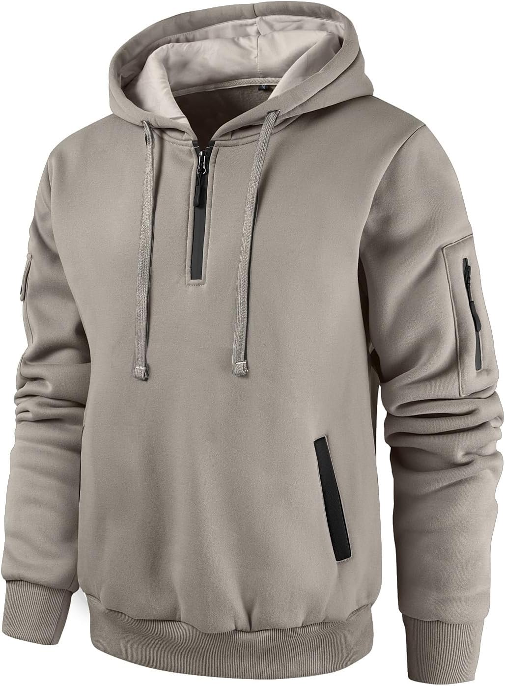 Men's Quarter Zip Pullover Hoodie - Long Sleeve Casual Hooded Sweatshirt with Kangaroo Pocket for Daily Wear - Small