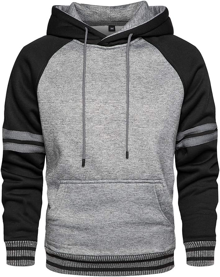 Men's Fleece Blend Pullover Hoodie - Long Sleeve Hooded Sweatshirt with Kangaroo Pockets for Casual Wear - Small