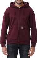 Men's Heavyweight Full Zip Fleece Lined Hoodie - Loose Fit Hooded Sweatshirt for Cold Weather and Outdoor Days - Black