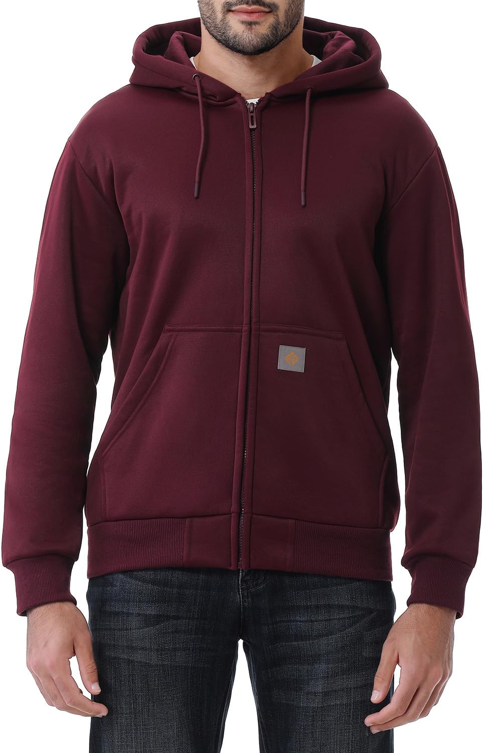 Men's Heavyweight Full Zip Fleece Lined Hoodie - Loose Fit Hooded Sweatshirt for Cold Weather and Outdoor Days - Black