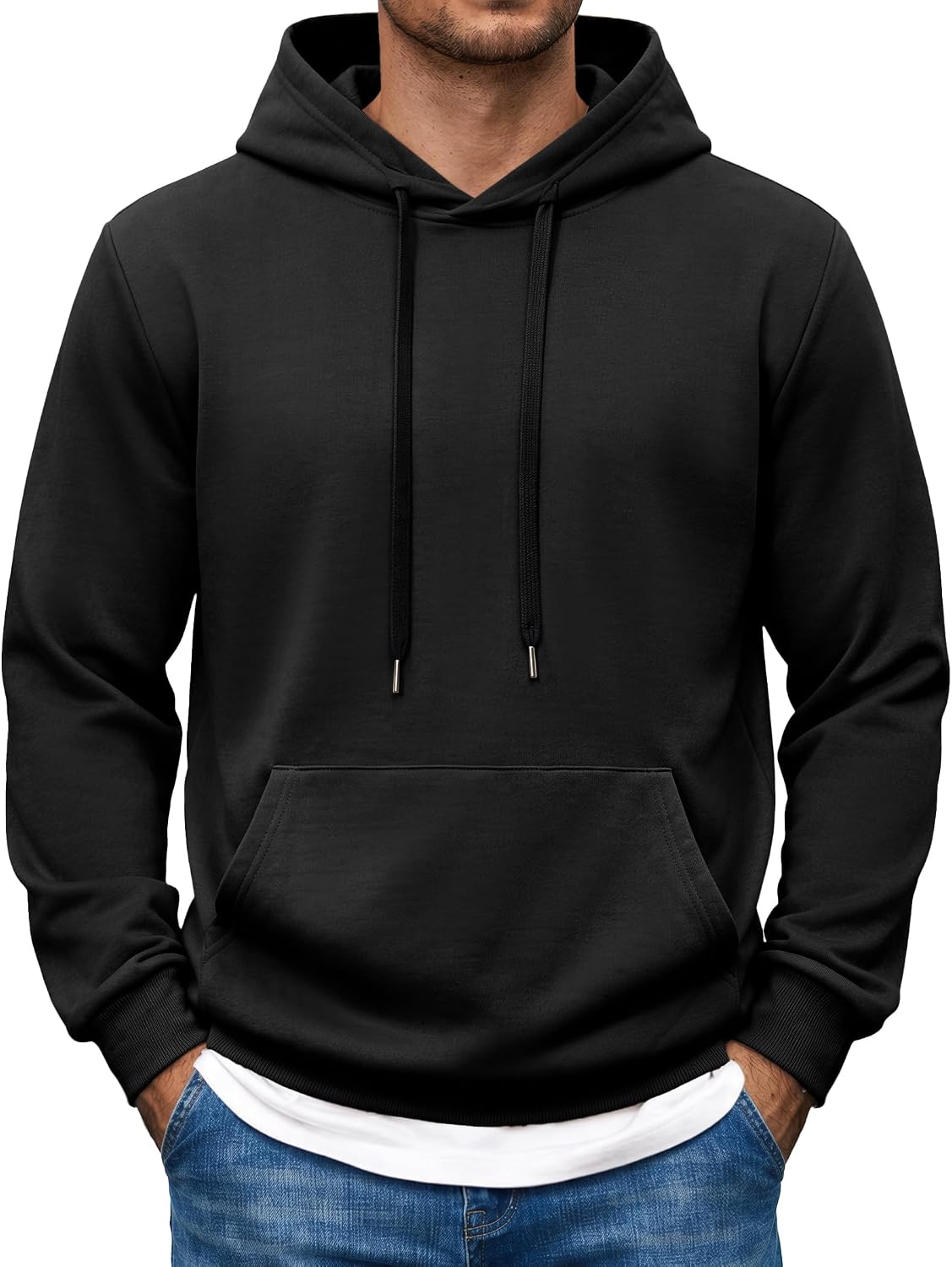 Men's Pullover Hooded Sweatshirt - Long Sleeve Casual Hoodie with Kangaroo Pocket for Travel and Weekend Wear - Small