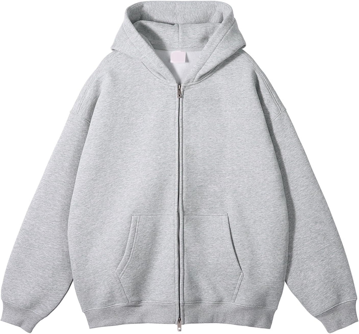 Unisex Oversized Full Zip Hoodie - Heavyweight Washed Cotton Hooded Jacket in Solid Colours for Winter Wear - Small