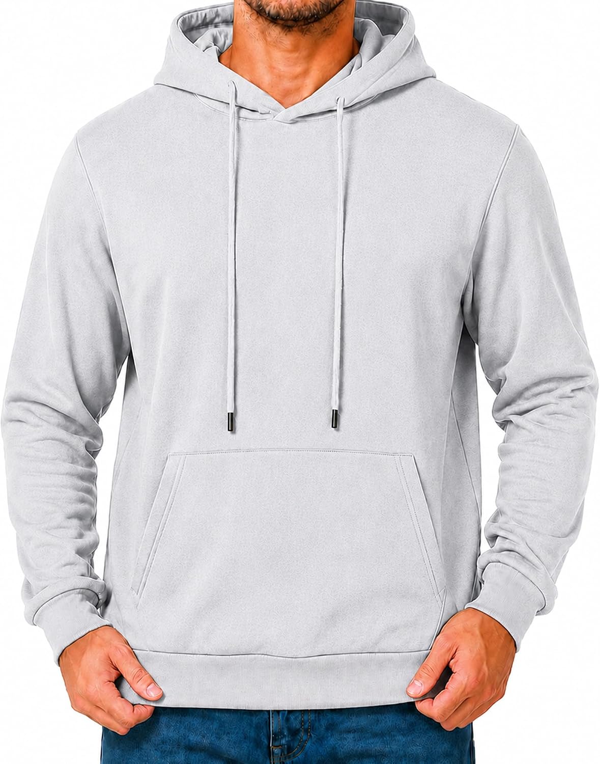 Men's Fleece Pullover Hoodie - Drawstring Hood, Ribbed Cuffs and Kangaroo Pocket for Gym and Fall Winter Wear - Medium