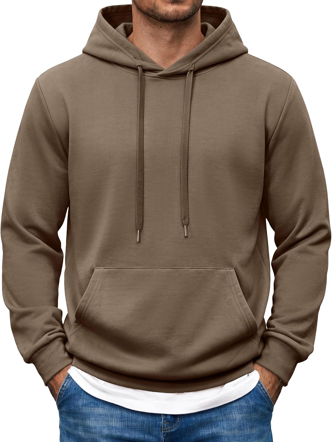 Men's Pullover Hooded Sweatshirt - Long Sleeve Casual Hoodie with Kangaroo Pocket for Travel and Weekend Wear - Medium
