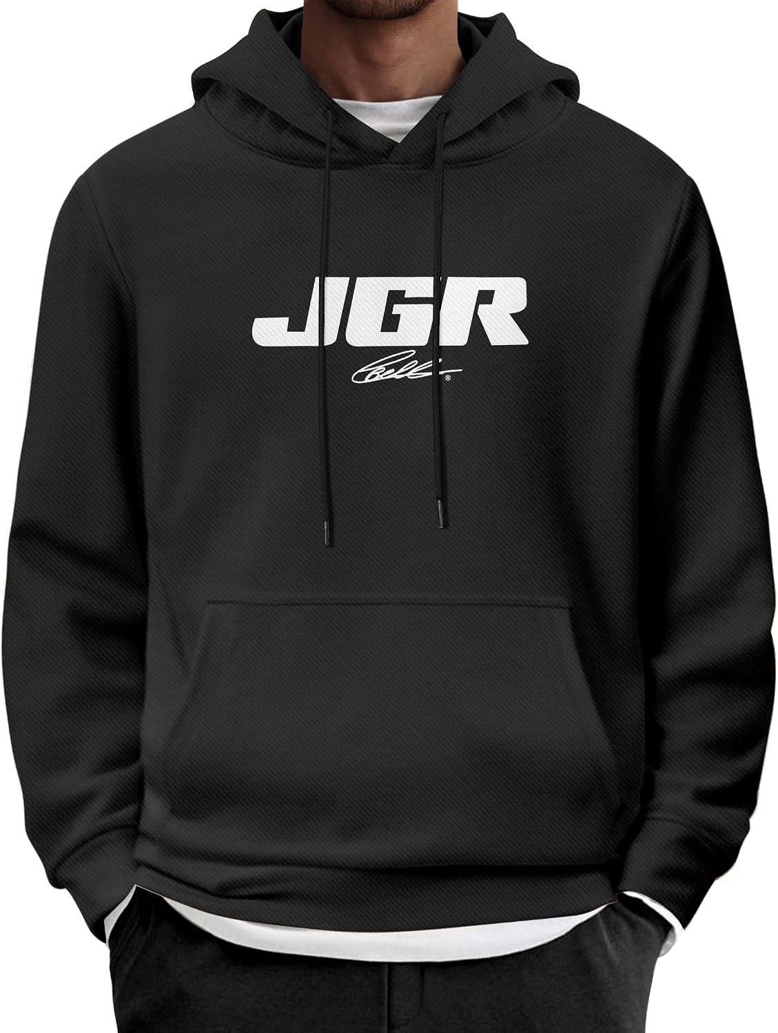 Men's Long Sleeve Pullover Hoodie - Casual Drawstring Hooded Sweatshirt with Front Pocket for Everyday Wear - Black (14)