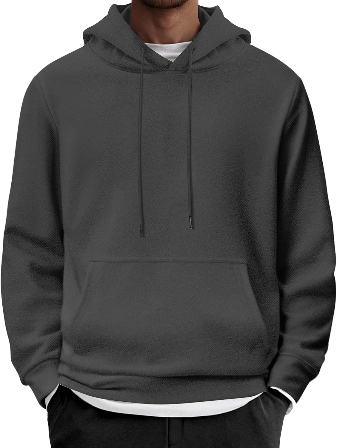 Men's Long Sleeve Pullover Hoodie - Casual Drawstring Hooded Sweatshirt with Front Pocket for Everyday Wear - Beige