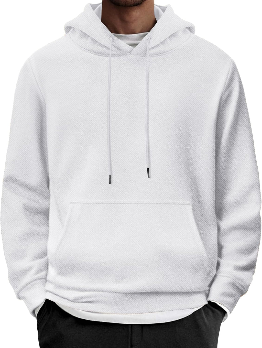 Men's Long Sleeve Pullover Hoodie - Casual Drawstring Hooded Sweatshirt with Front Pocket for Everyday Wear - Beige (6)