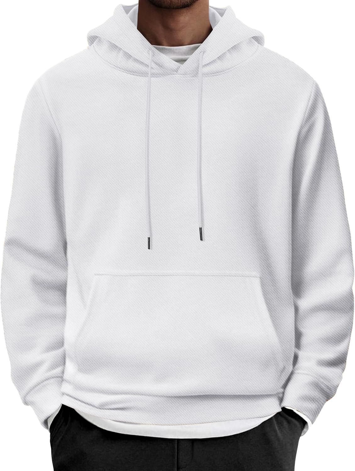Men's Long Sleeve Pullover Hoodie - Casual Drawstring Hooded Sweatshirt with Front Pocket for Everyday Wear - Beige (6)