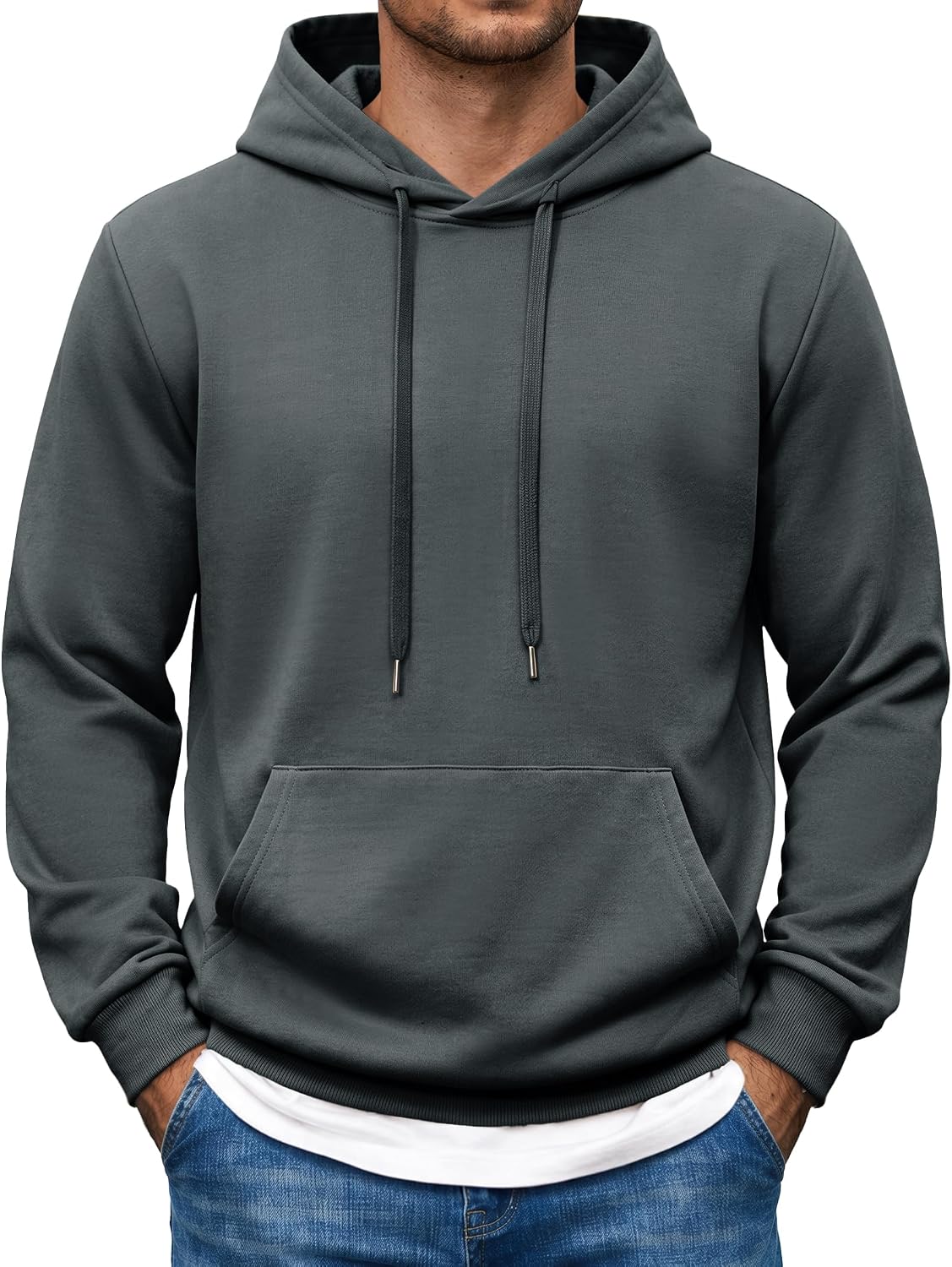 Men's Pullover Hooded Sweatshirt - Long Sleeve Casual Hoodie with Kangaroo Pocket for Travel and Weekend Wear - Small