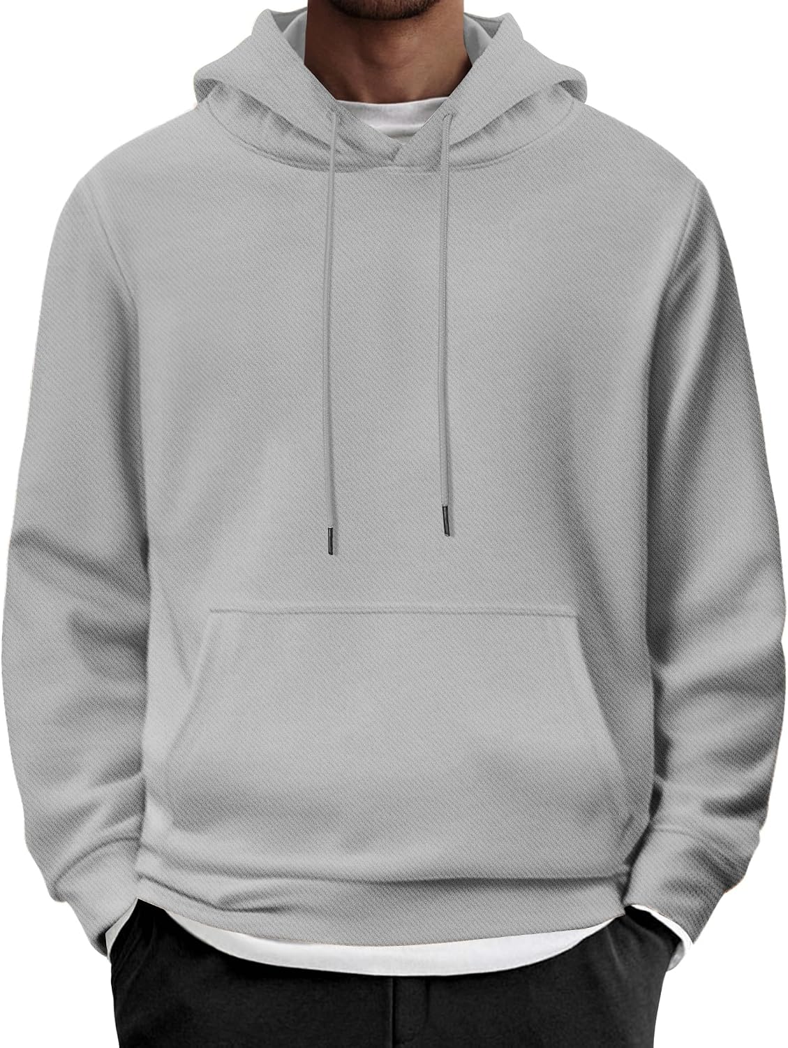 Men's Long Sleeve Pullover Hoodie - Casual Drawstring Hooded Sweatshirt with Front Pocket for Everyday Wear - Beige