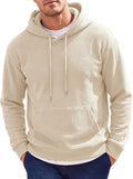 Men's Textured Slim Fit Pullover Hoodie - Lightweight Long Sleeve Sweatshirt with Kangaroo Pocket for Workouts - Medium