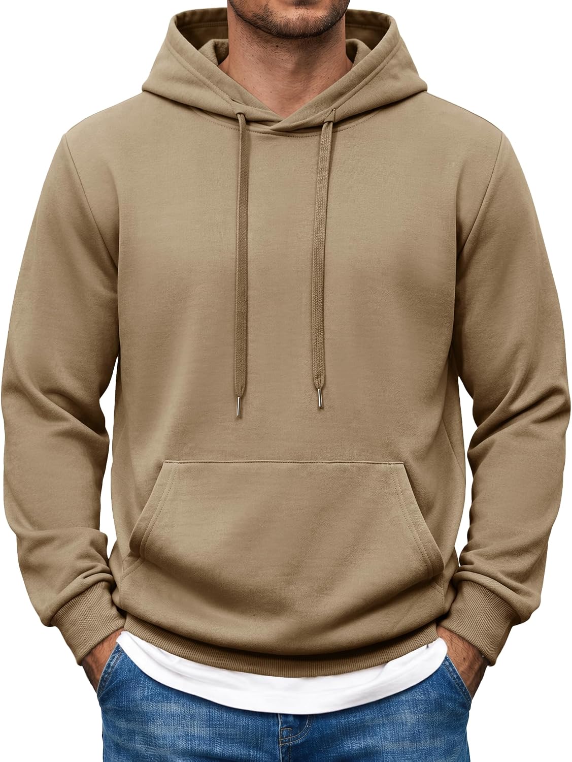 Men's Pullover Hooded Sweatshirt - Long Sleeve Casual Hoodie with Kangaroo Pocket for Travel and Weekend Wear - Medium