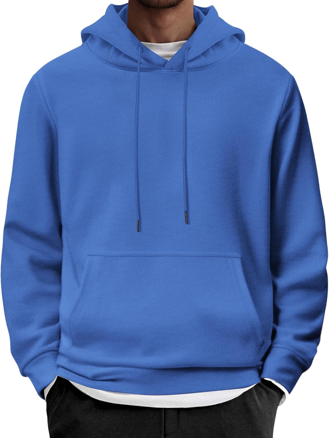 Men's Long Sleeve Pullover Hoodie - Casual Drawstring Hooded Sweatshirt with Front Pocket for Everyday Wear - Beige (4)