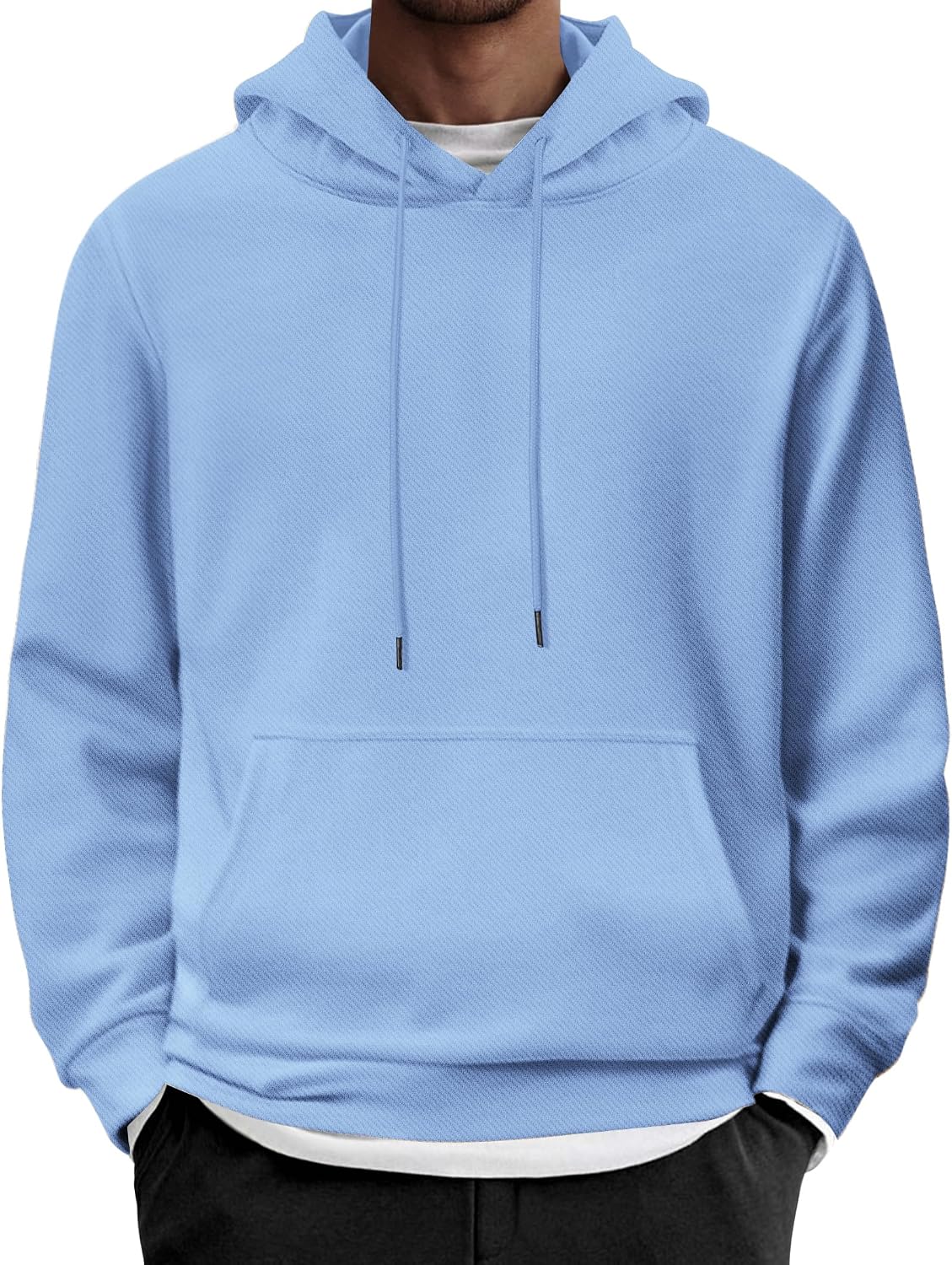 Men's Long Sleeve Pullover Hoodie - Casual Drawstring Hooded Sweatshirt with Front Pocket for Everyday Wear - Black (13)
